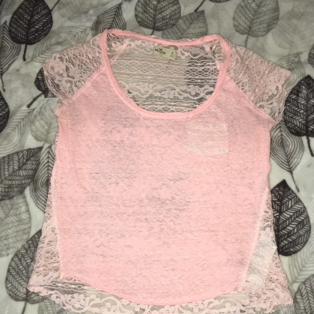 Pink see through hollister shirt